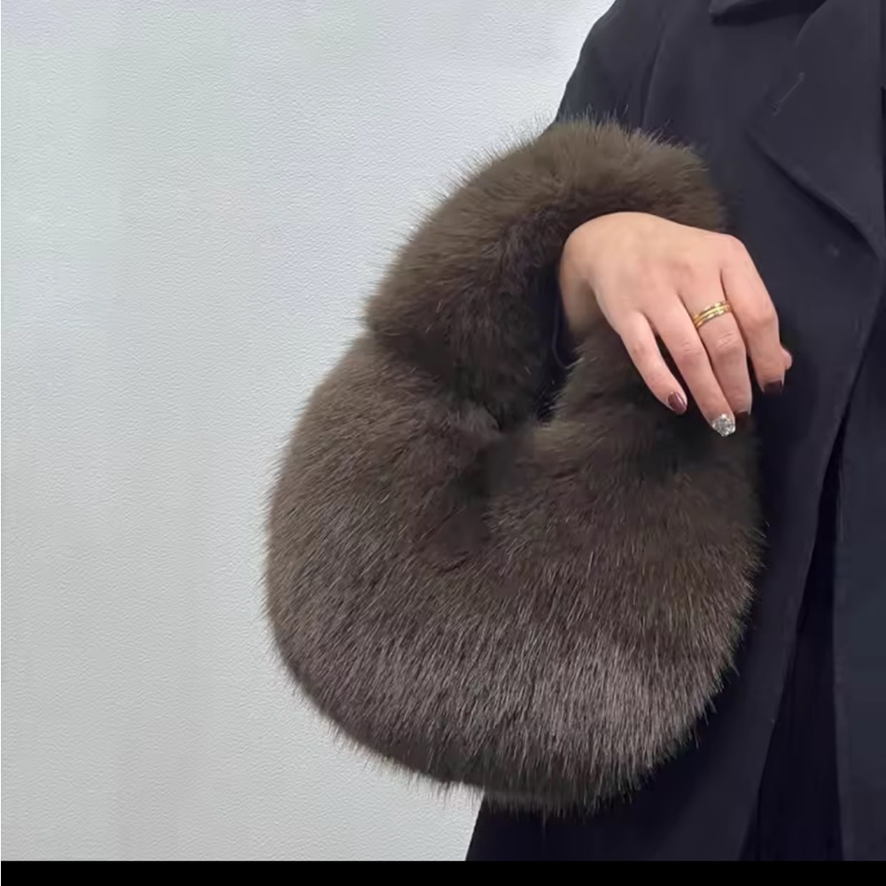 Elegant Brown Fur Women's Bag